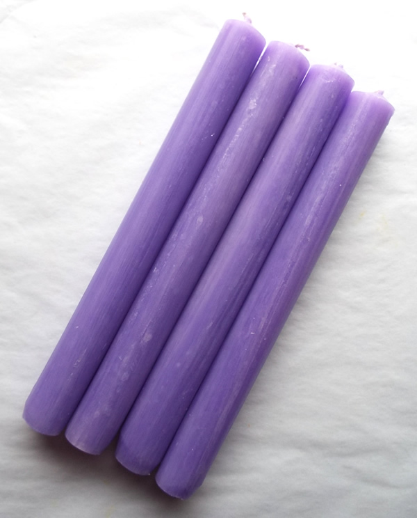 Lilac Solid Colour 8 Inch Rustic Candles