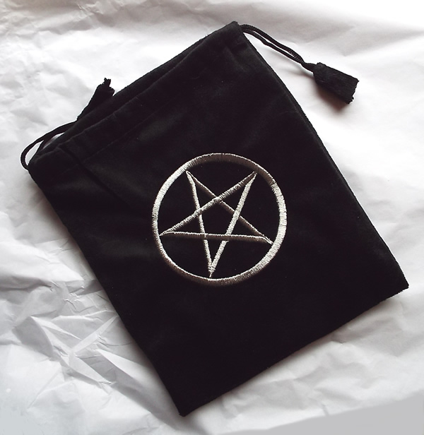 Silver Pentacle Velvet Bag for Tarot and Oracle Cards