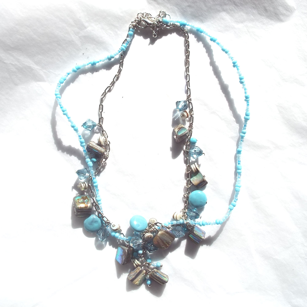 Paua Shell Blue Charm Necklace